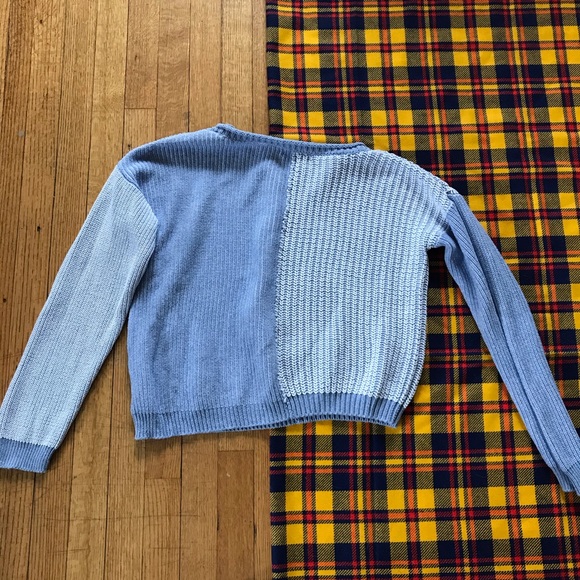 525 America Asymmetrical Blue Cable Knit Sweater - Picture 5 of 5